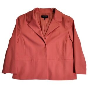 Talbots Blazer Jacket Women's Size 14 Coral Pink Stretch Career Corporate